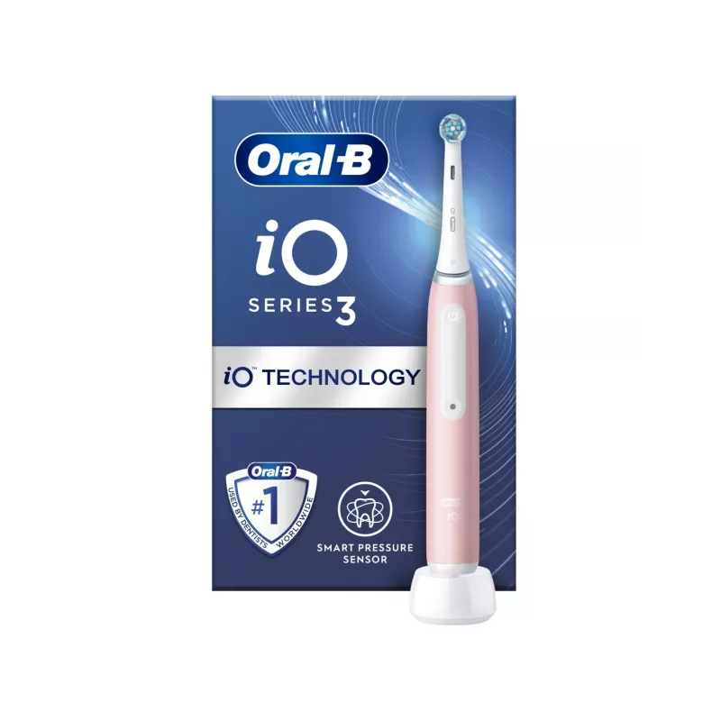 Oral-B Elektriskā zobu birste iO3 sērija, uzlādējama, pieaugušajiem, 1 birstes uzgalis, Blush Pink, 3 tīrīšanas režīmi