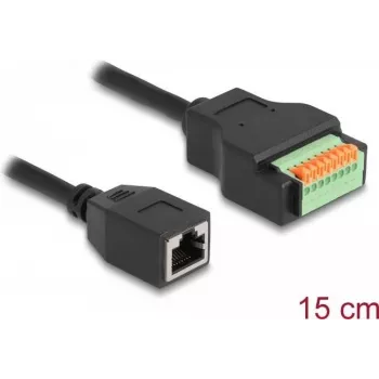 DeLOCK RJ45 kabelis Cat.5e ligzda–spaiļu bloka adapteris 15 cm melns