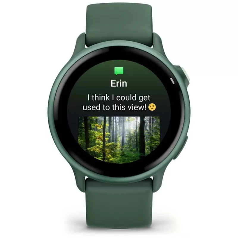 Viedpulkstenis GARMIN vívoactive 6 – sporta pulkstenis, 42 mm alumīnija/polimēra korpuss, AMOLED 1,2 collas, GPS, 5 ATM, optiskais HR, SpO2, 8 GB, zaļš