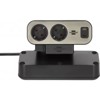 Power Extension Brennenstuhl 1153580210 2m 9 AC Outlets Indoor Melns Silver