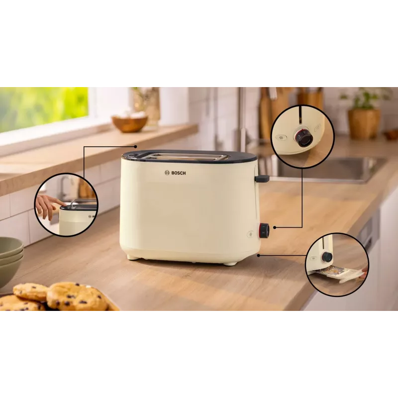 Bosch Tosteris | TAT2M127 MyMoment | Jauda 950 W | Sadaļu skaits 2 | Korpusa materiāls Plastmasa | Bēšs