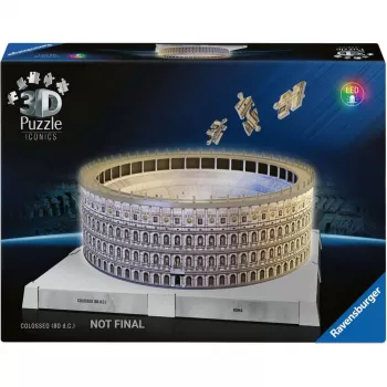 3D puzzle Ravensburger Iconics Colosseum Rome — 216 gab., ietver LED gaismu