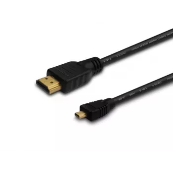 HDMI kabelis SAVIO CL-39 1 m — A tipa (vīrišķais) uz D tipa Micro (vīrišķais), HDMI 1.4, 4096x2160, ARC, Ethernet, zeltīti kontakti, melns