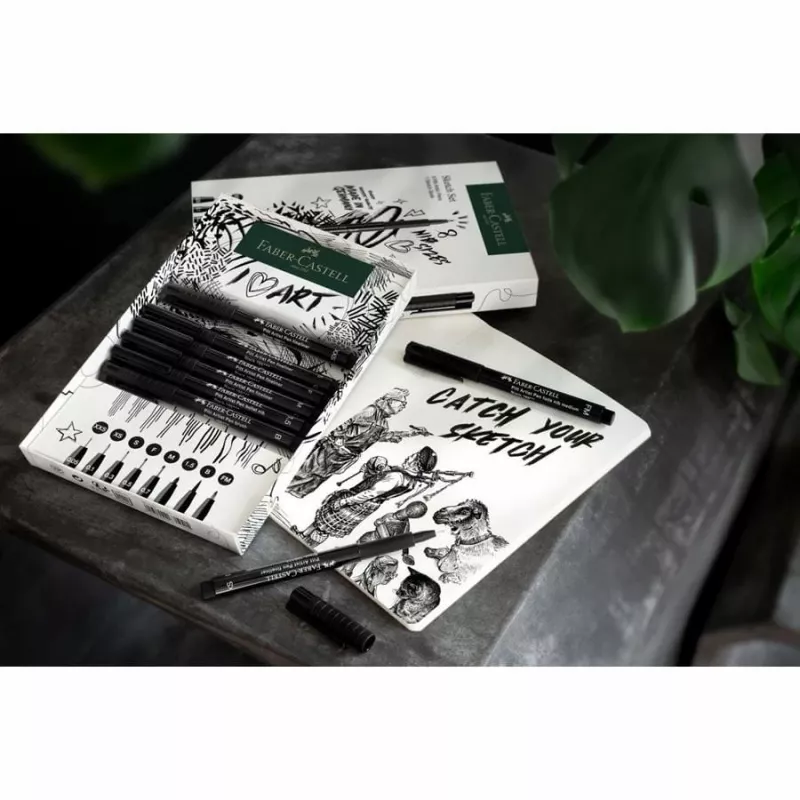 Faber-Castell 267102 smalkā rakstāmspalva Multi Melns 8 gab. Apaļš uzgalis