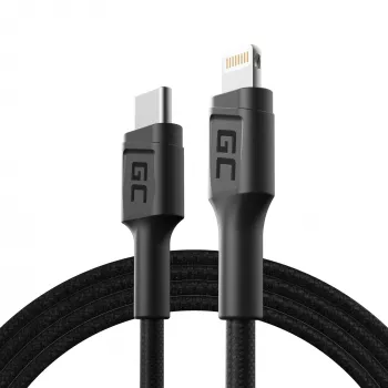 Lightning uz USB‑C kabelis zaļa Cell KABGC07, 1 m, melns, Lightning (vīrišķais) uz USB‑C (vīrišķais), 480 Mbps