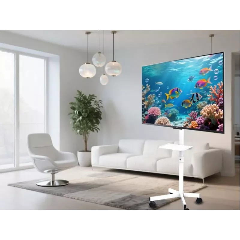 Gembird grīdas TV statīvs ar ritentiņiem 32 collu–55 collu, balta, VESA 100x100–400x400, 30 kg