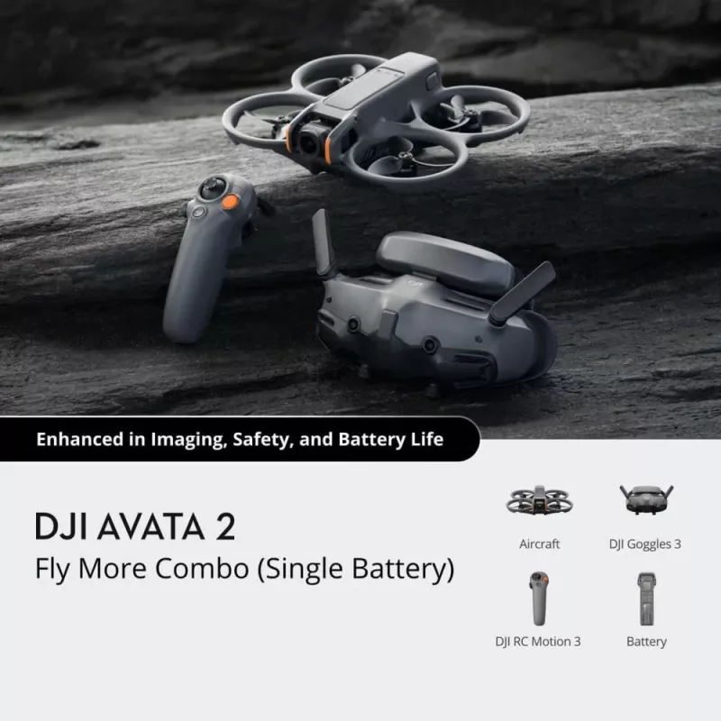 DJI Avata 2 Fly More Combo 1 baterija 4 rotori 12 MP 3840 x 2880 pikseļi Melns