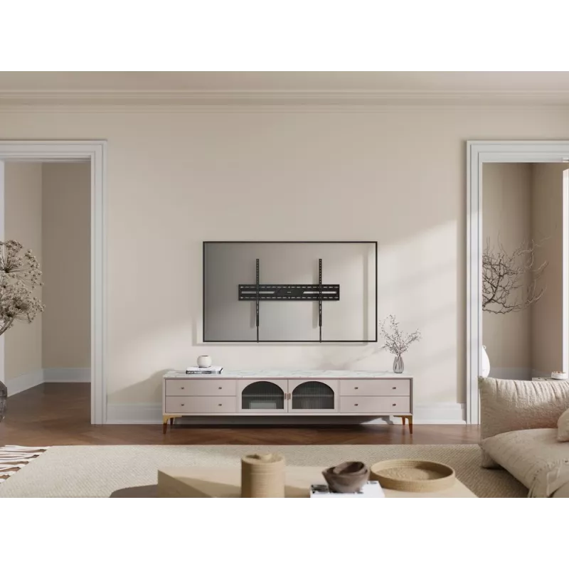 Fiksētais TV sienas stiprinājums GEMBIRD WM-100F-01 43–100 collu ekrāniem, tērauda, maks. slodze 75 kg, VESA 75x75–900x600