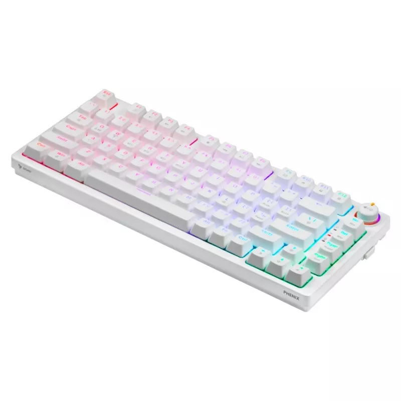 SAVIO PHENIX WHITE bezvadu mehāniskā tastatūra, Gateron Red Pro, ABS