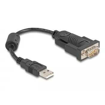 DeLOCK 61549 seriālais kabelis, melns, 0,25 m, USB Type-A uz RS-232