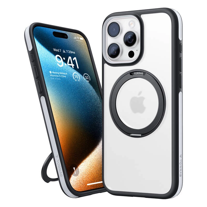 Aizsargapvalks Torras Ostand R Fusion iPhone 16 Pro Max — melns