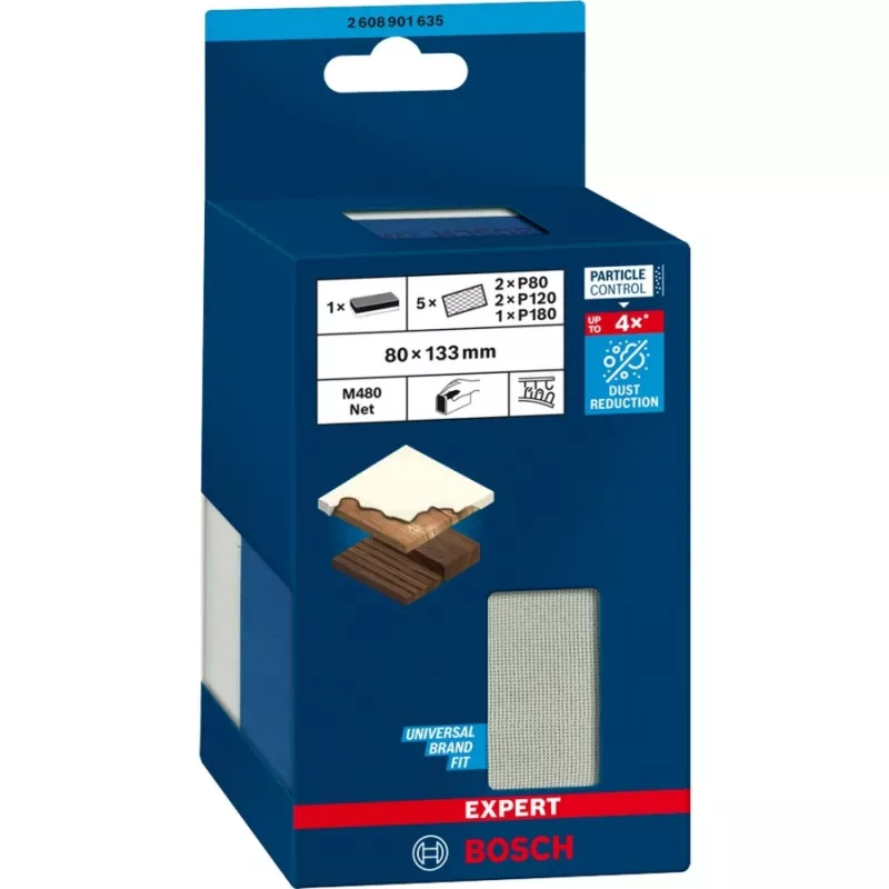 Slīpēšanas siets Bosch 2608901635 putekļu samazināšanai kokam un ģipškartonam, saderīgs ar āķa-cilpas stiprinājumu, rupjais grauds nav norādīts