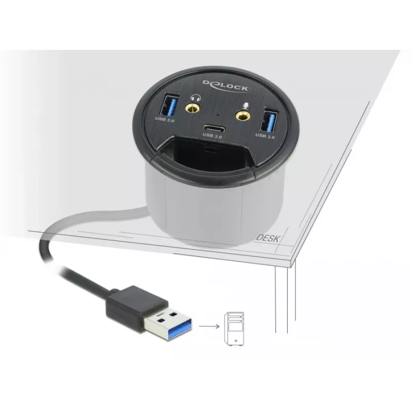 Galddatora iebūvējamais centrs USB DeLOCK 3 portu 62794
