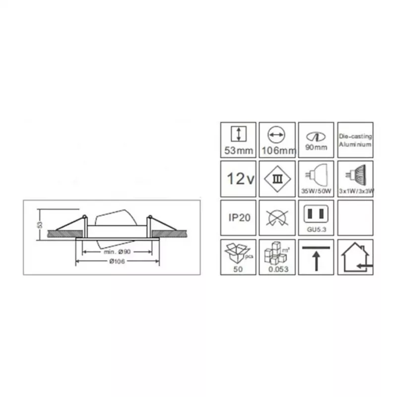 Synergy 21 LED Retrofit GU10 / GX5 - 3 padziļinātais griestu komplekts D05-sudrabs