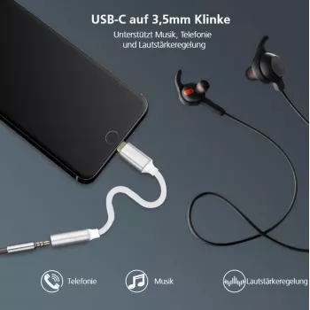 Adaptera kabelis helos USB 3.1 Type-C uz 3,5 mm, modelis 288381, sudraba