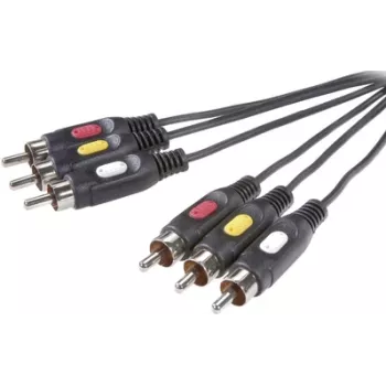 SpeaKa Professional SP-7869868 Composite-Video-Cable 10 m 3 x RCA Melns (SP-7869868)
