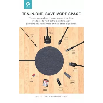Devia 12-in-1 USB-C dokošanas stacija ar bezvadu lādētāju