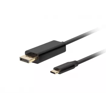Video kabeļa adapteris LANBERG CA-CMDP-10CU-0010-BK USB Type-C uz DisplayPort 1 m, DisplayPort 1.2, līdz 3840×2160@60Hz, HDR