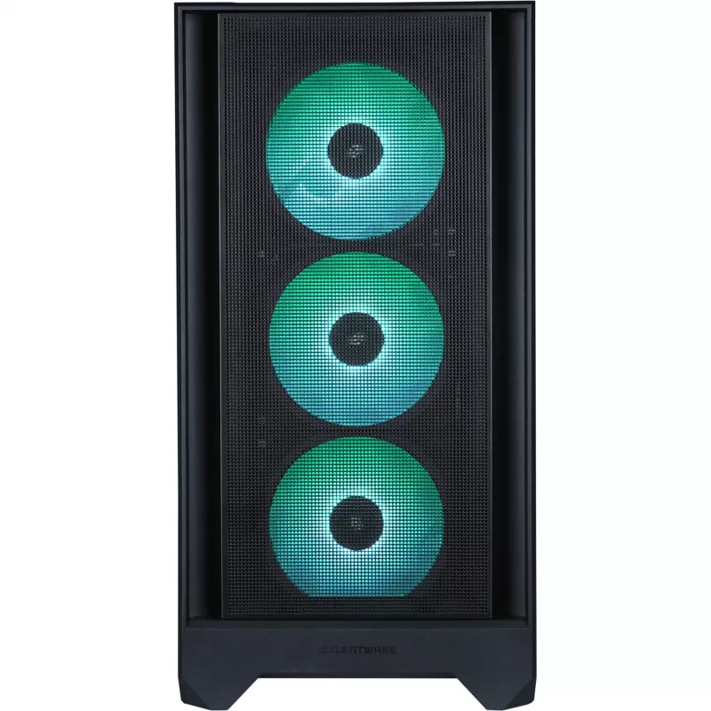 Datora korpuss Silentware Flow 110 A-RGB Melns — vidēja torņa šasija, rūdīta stikla sānu panelis