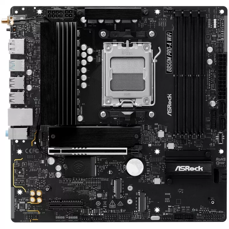 Mātesplate ASRock B850M Pro-A WiFi micro ATX – AMD B850, Ligzda AM5, DDR5, 4x DIMM, 256GB, Wi‑Fi, 2.5Gb LAN