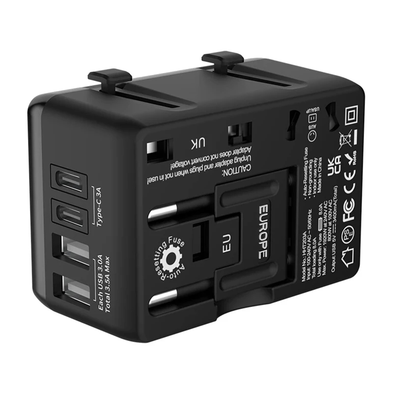 Ceļojumu adapteris BlitzWolf BW-TA1 4-in-1 ar 2× USB PD 20W pieslēgvietām