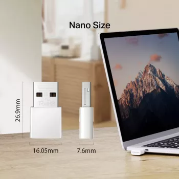 Tīkla USB adapteris MERCUSYS MA30N — Divu joslu Wi‑Fi (2,4/5 GHz), 400/867 Mb/s, USB 2.0, iebūvēta antena, balts