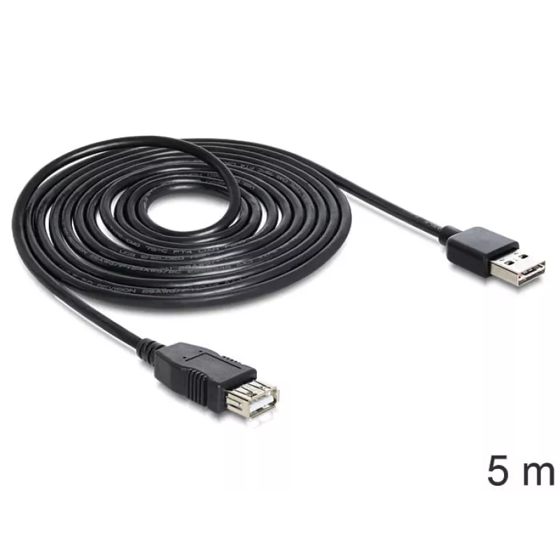 USB kabelis DeLOCK EASY-USB 2.0-A 5m melns