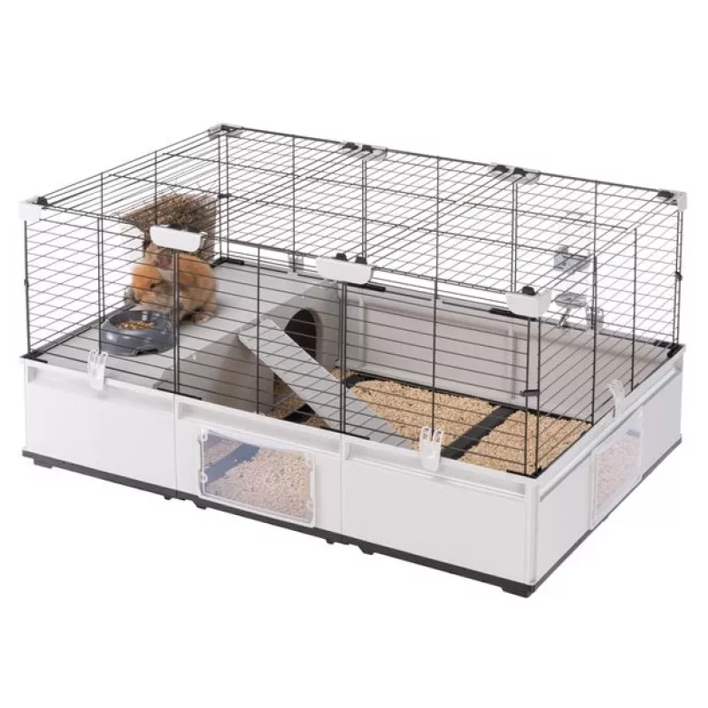 Būris FERPLAST Modular 2 trušiem un jūrascūciņām 109x72x56 cm, metāla, pelēks, stieņu atstatums 23 mm