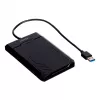 Cietā diska/SSD korpuss Unitek Y-3036, 2,5 collu SATA III, USB 3.2 Gen 1 (5 Gbit/s), UASP, iebūvēts USB-A kabelis, melns