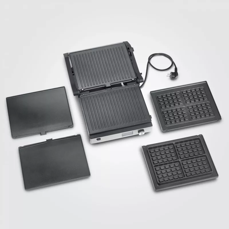 Kontaktgrils Severin KG 2380 melns sudrabains 2000 W nerūsējošais tērauds