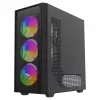 PC korpuss SAVIO Noctis Flow RGB — Cube, ATX/Mini-ITX, 3x 120 mm priekšējie ventilatori, rūdīta stikla sānu panelis, max GPU 35 cm