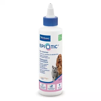 Ausu kopšanas šķīdums VIRBAC EPI-OTIC 125 ml – veterinārais ausu tīrītājs suņiem un kaķiem