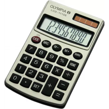 Kabatas bāzes kalkulators Olympia LCD 1110 E — 10 ciparu, 1 rindiņa, sudrabains