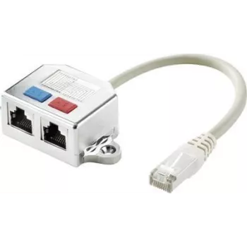 Renkforce RJ45 T veida tīkla adapteris CAT 5e [2x RJ45 ligzda - 1x RJ45 spraudnis] 15,00 cm metāls (RF-4538140)