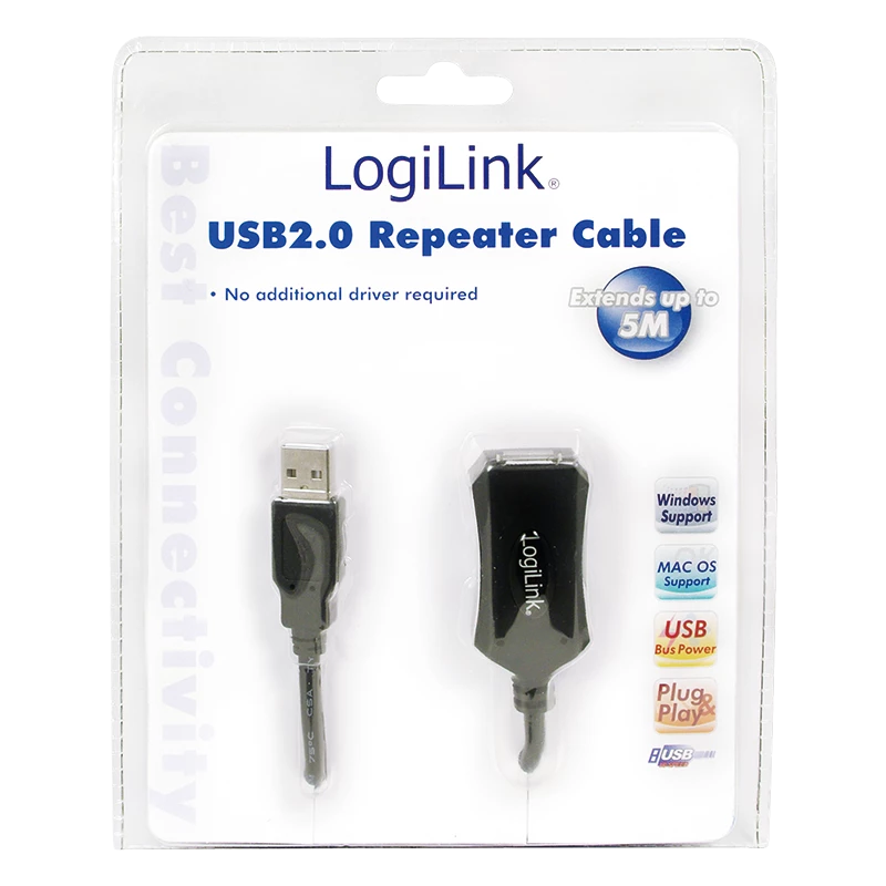LogiLink USB 2.0 pagarinātājkabelis - 5,0 m USB kabelis 5 m USB A