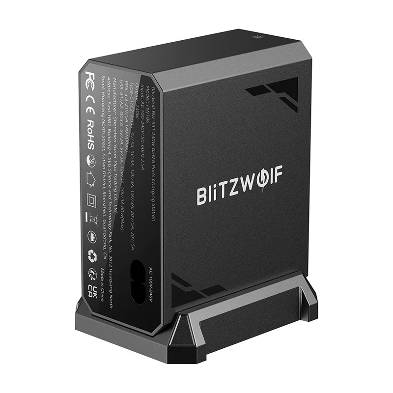 Blitzwolf BW-S31 2xUSB-A, 4xUSB-C, PD, 240W tīkla lādētājs