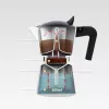 Moka katliņš Maestro MR-1658-3 — alumīnija plīts kafijas automāts, 3 krūzes (0,15 L), melns, ar salokāmu vāku