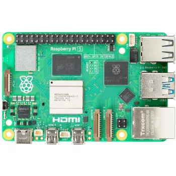 Vienplates dators Raspberry Pi 5 izstrādes plate — 2400 MHz Arm Cortex-A76, līdz 16 GB LPDDR4x, MicroSD, USB 3.2, Wi‑Fi 5