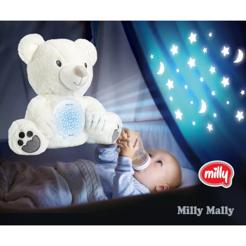 Plīša projektora rotaļlieta Milly Mally Lācis 5656 ar maigu gaismu bērnistabai