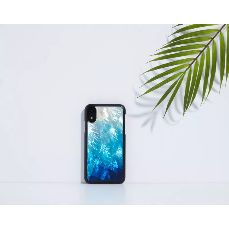 Viedtālruņa maciņš iKins iPhone XR — zilā ezera ārpuse, melna iekšpuse