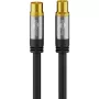 Goobay TV antenas kabelis (135 dB tips), 4x ekranēts, 2 m, melns - zelta pārklājums, koaksiālā ligzda > koaksiālais spraudnis (70367)