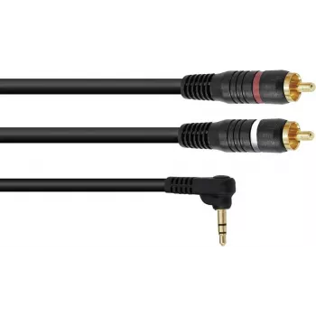 Adaptera kabelis Omnitronic 3,5 mm ligzda uz 2xRCA 90° 1,5 m (modelis 30225010)