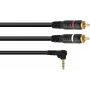 Adaptera kabelis Omnitronic 3,5 mm ligzda uz 2xRCA 90° 1,5 m (modelis 30225010)