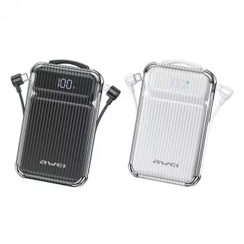 Ārējais akumulators 10000mAh 38,5 W P89K integr. kabeļi
