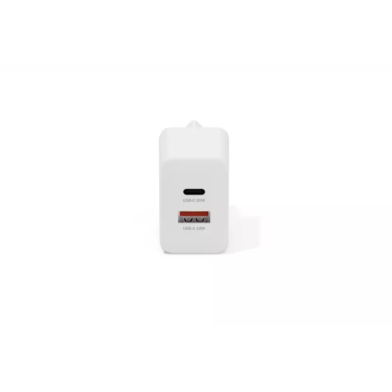 Maiņstrāvas USB lādētājs DIGITUS 20 W, 1x USB-C, 1x USB-A, ieeja 100–240 V, balts
