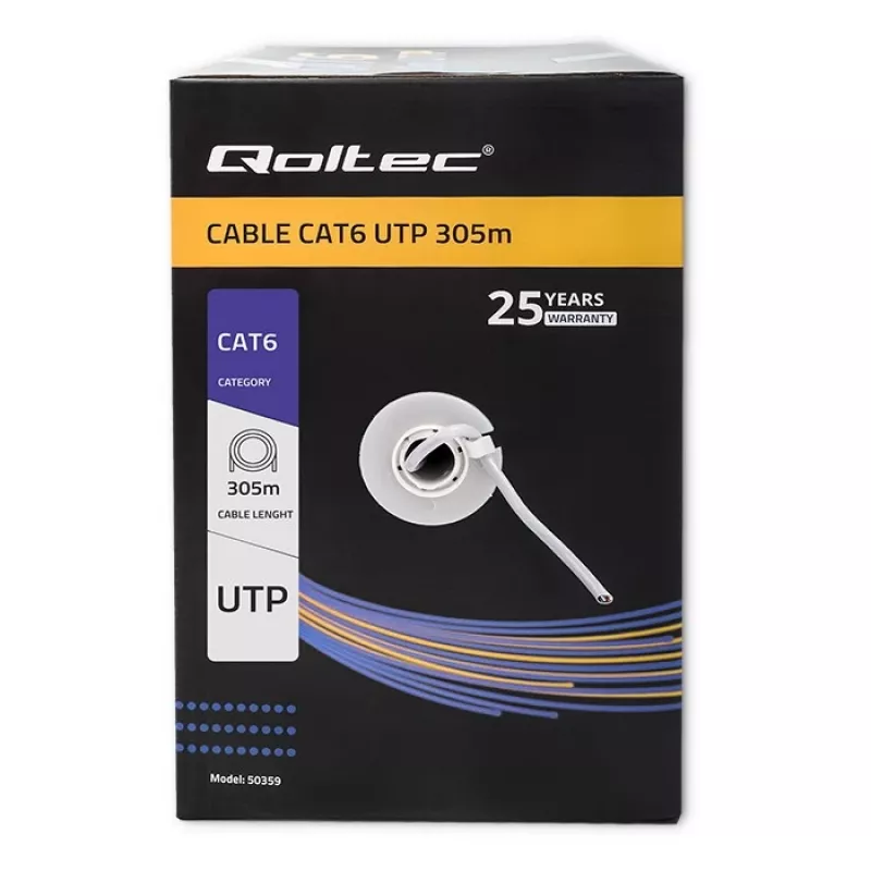 Patchcord UTP kabelis QOLTEC 50359 RJ45 CAT6 305m Zils