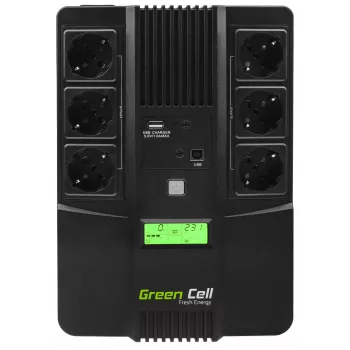 Green Cell AiO 800VA LCD nepārtrauktās barošanas avots (UPS) Line-Interactive 0.8 kVA 480 W 6 AC kontaktligzdas