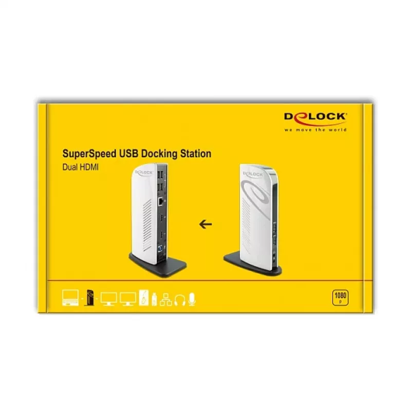USB dokstacija DeLOCK 87771 Dual HDMI Full-HD USB 3.2 LAN audio