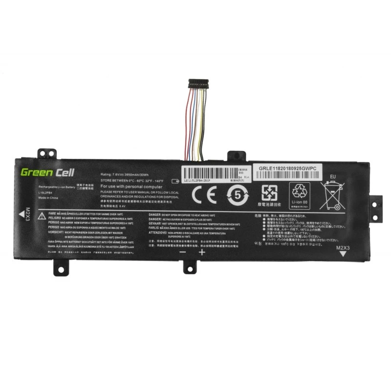 Baterija zaļa Cell LE118 Lenovo Ideapad 310-15 (7,6 V, 3500 mAh, 4 elementi, LiPo, melna)