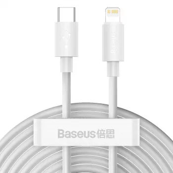 Baseus Simple Wisdom Data kabelis Kit USB-C to Lightning PD 20W (2GAB/KOMPLEKTS) 1.5m Balts